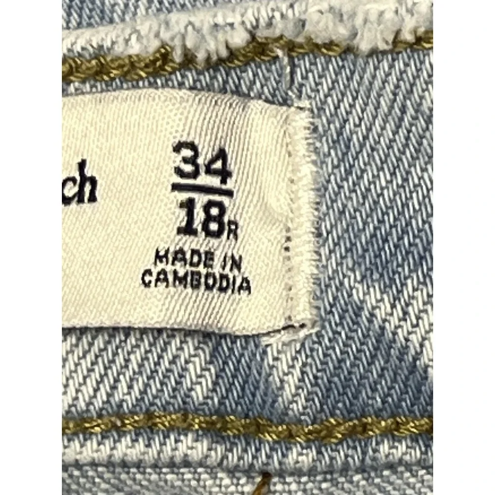 Abercrombie & Fitch 90s Straight Jeans Womens 18 High Rise Curve Love Light Wash